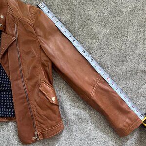 Caramel Natural Leather Bomber Jacket